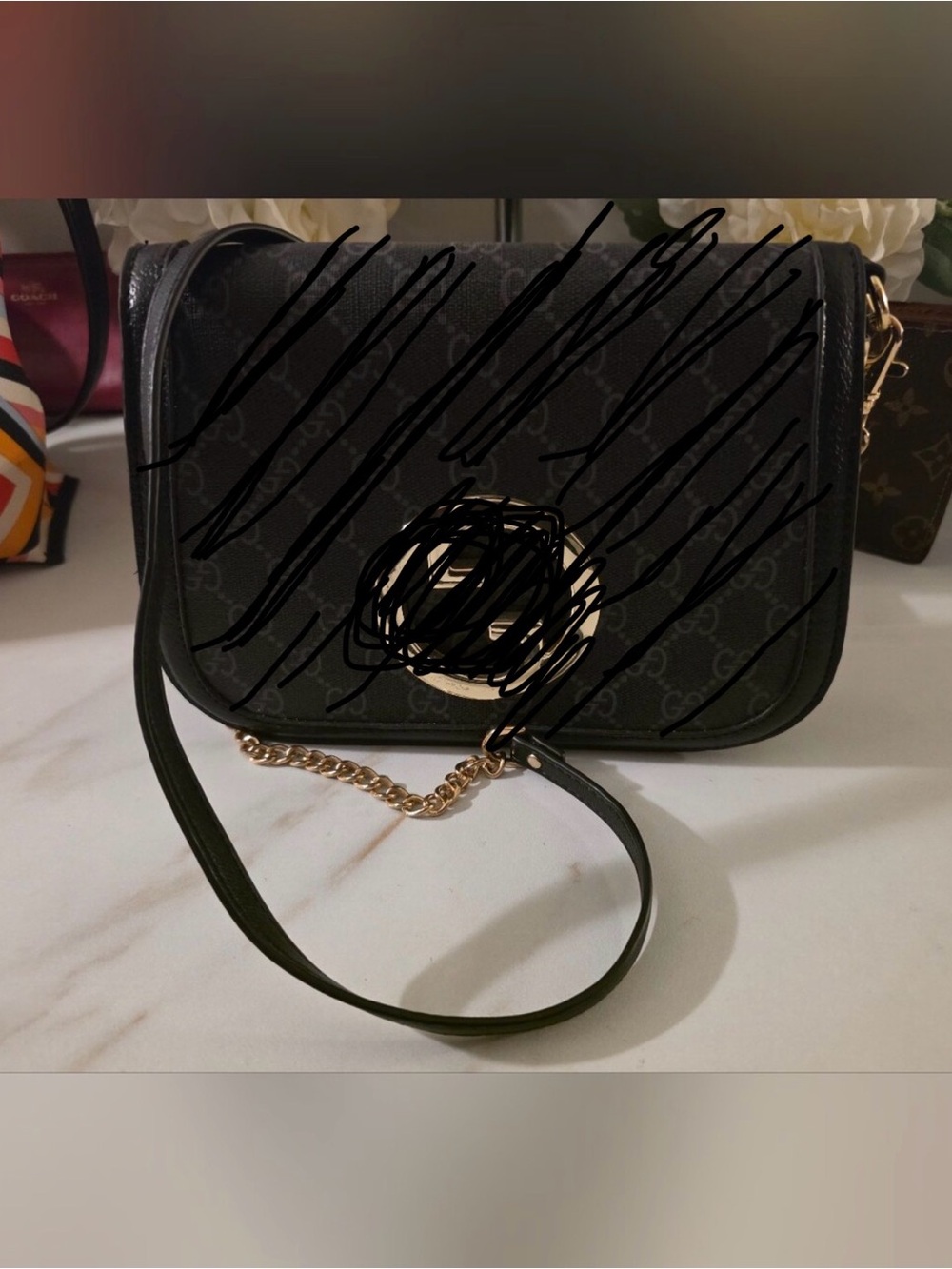 Black Logo Crossbody Bag